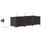 Garden Planter 3 pcs Brown 120 x 40 x 37.5 cm Plastic 42002823
