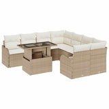 Garden Sofa Set with Cushion Manual 9 pcs Beige Poly Rattan 3357174