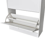 ZNTS White Wooden Shoe Cabinet with 2 Compartments 241242