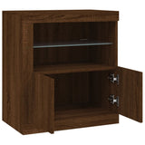 Sideboard with LED Lights Brown Oak 60.5x37x67 cm 836622