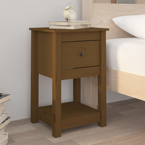 ZNTS Bedside Cabinet Honey Brown 40x35x61.5 cm Solid Wood Pine 821735