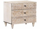 Bed cabinet with Drawer White 50 x 33 x 60 cm Solid Mango Wood 4018377