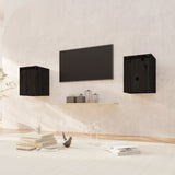Wall Cabinets 2 pcs Black 30x30x40 cm Solid Wood Pine 813484