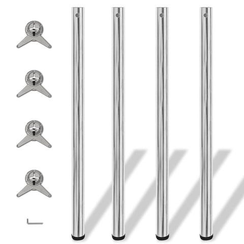 4 Height Adjustable Table Legs Chrome 1100 mm 242135