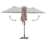 Garden Parasol Taupe 370 x 197 x 239 cm Polyester and Aluminium 42003370