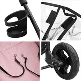 Folding Pet Stroller Adjustable Pink 78 x 54 x 101 cm Polyester 42012437