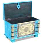 ZNTS Storage Chest Blue Mango Wood 80x40x45 cm 243332