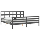 Bed Frame without Mattress Grey 200x200 cm Solid Wood 3194853