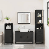 ZNTS 3 Piece Bathroom Furniture Set Black Engineered Wood 3301130