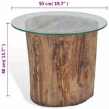 Coffee Table Teak Glass 50x40 cm 245069
