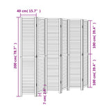 Room Divider 6 Panels Black Solid Wood Paulownia 358859