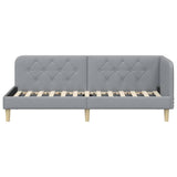 Corner Bed Frame with Headboard Light Grey 80 x 200 cm Fabric 42016553