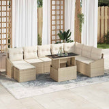 Sofa Set with Cushion 9 pcs Beige and Cream Poly Rattan 3349057