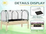 Outdoor Elevated Wood Planter Box for Herbs and Vegetables Raised Garden Bed with PE Greenhouse T3398P325085