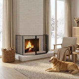 Pet Fireplace Fence Steel Black 242684