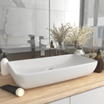 ZNTS Luxury Basin Rectangular Matt White 71x38 cm Ceramic 146954