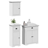3 Piece Bathroom Furniture Set BODO White Solid Wood Pine 3307647