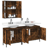 3 Piece Bathroom Cabinet Set Smoked Oak Engineered Wood 3214732