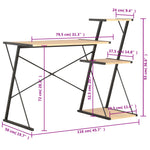 ZNTS Desk with Shelf Black and Oak 116x50x93 cm 20289