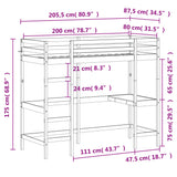 Loft Bed without Mattress White 80x200 cm Solid Wood Pine 842855