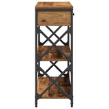 Console Table with Drawer with Shelf Old wood 75 x 28 x 75 cm 863535