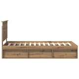 Bed Frame Artisian Oak 90 x 190 cm Solid Pine Wood 3411072