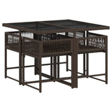 5 Piece Garden Dining Set with Cushions Brown Poly Rattan 3211437