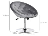 Swivel Dressing Stool, Velvet-feel Upholstered Vanity Chair, Adjustable Height Tub Makeup Chair with T3398P329822