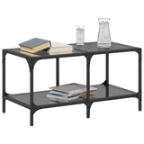 Coffee Table with Black Glass Top 78.5x40x40 cm Steel 845977