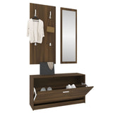 3-in-1 Shoe Cabinet Set Brown Oak Engineered Wood 342576