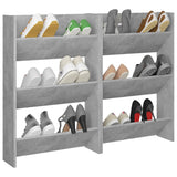 Wall Shoe Cabinets 2 pcs Concrete Grey 60x18x90 cm Engineered Wood 806768