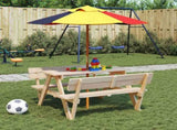 Picnic Table for 4 Kids with Umbrella Hole Solid Wood Fir 4008985