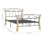 Bed Frame without Mattress Black Metal 100x200 cm 324884