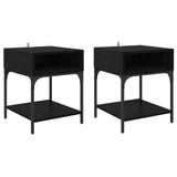 Bedside Table 2 pcs Black Oak 40 x 40 x 50 cm Engineered Wood 881817