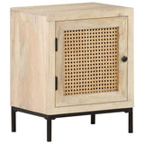 Bedside Cabinet 40x30x50 cm Solid Mango Wood and Natural Cane 323509