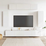 6 Piece TV Cabinet Set White Engineered Wood 3078699