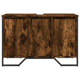 Bathroom Sink Cabinet Smoked Oak 91x35x60 cm Engineered Wood 848661