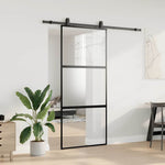 Sliding Door with Hardware Set Black 90x205 cm Tempered Glass 3375878