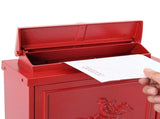 Wall Mounted Mailbox Red 29 x 13 x 41 cm Cast Aluminum 42023498