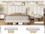 3ft Single Premium Velvet Upholstered Bed Frame with Scalloped Channel Tufted Design, Height N652P411464W