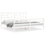 Bed Frame without Mattress White Super King Size Solid Wood 3194912