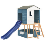 Outdoor Playset White and Blue Solid Wood Fir 3376143