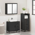 ZNTS 3 Piece Bathroom Furniture Set Black Engineered Wood 3301015