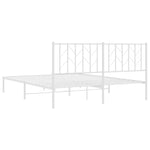Metal Bed Frame without Mattress with Headboard White 160x200cm 374489