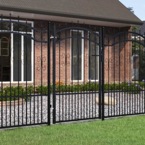 ZNTS Fence Gate with Spear Top Black 103x200 cm Powder-coated Steel 151092