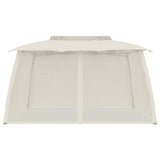 Gazebo with Double Roof and Mesh Walls Cream 3.93x2.93 m Steel 368451