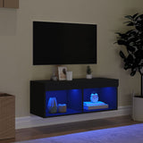 TV Cabinet with LED Lights Black 80x30x30 cm 837143