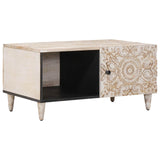 Coffee Table White 80 x 50 x 40 cm Solid Mango Wood 4018372