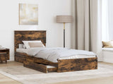 Storage Bed with Drawer Smoked Oak 75 x 190 cm Engineered Wood 3410851