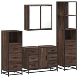 ZNTS 4 Piece Bathroom Furniture Set Brown Oak Engineered Wood 3301264